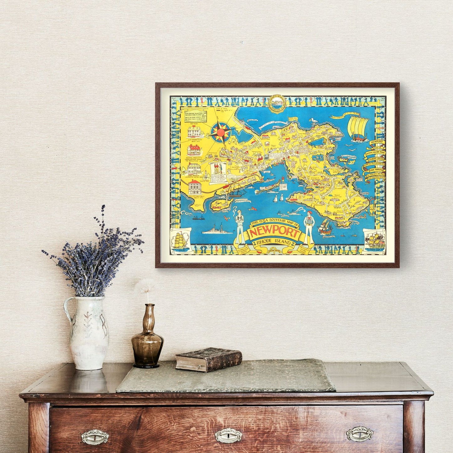 Vintage Map of Newport, Rhode Island, 1945