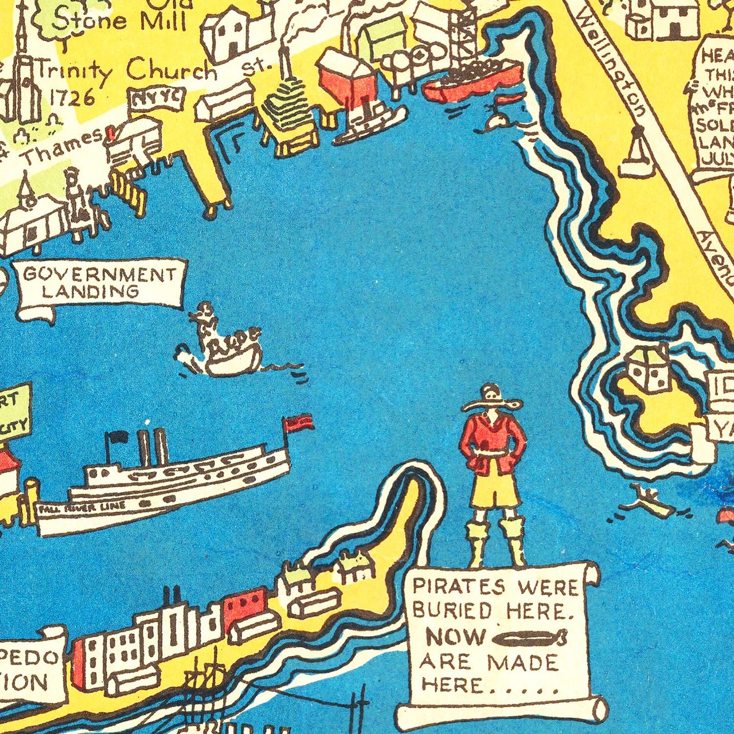 Vintage Map of Newport, Rhode Island, 1945
