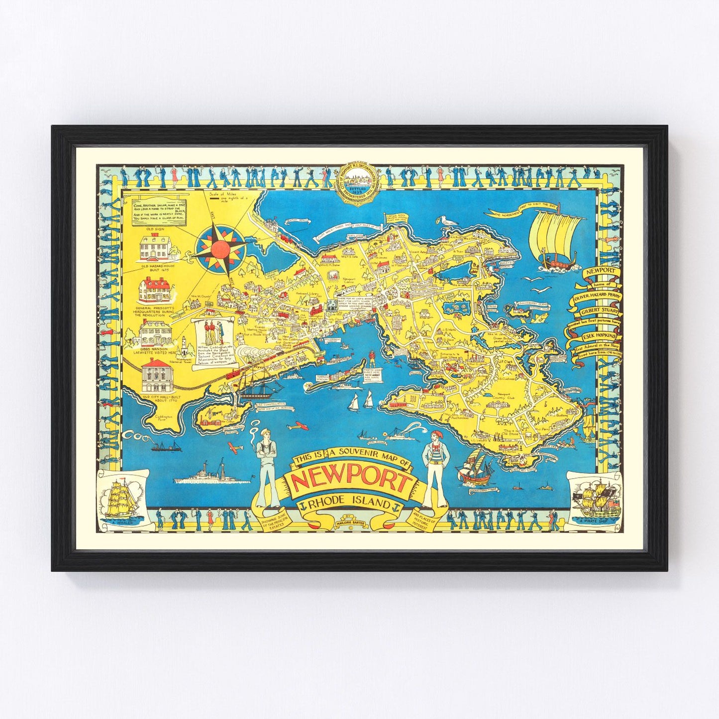 Vintage map of Newport, Newport County, Rhode Island, 1945