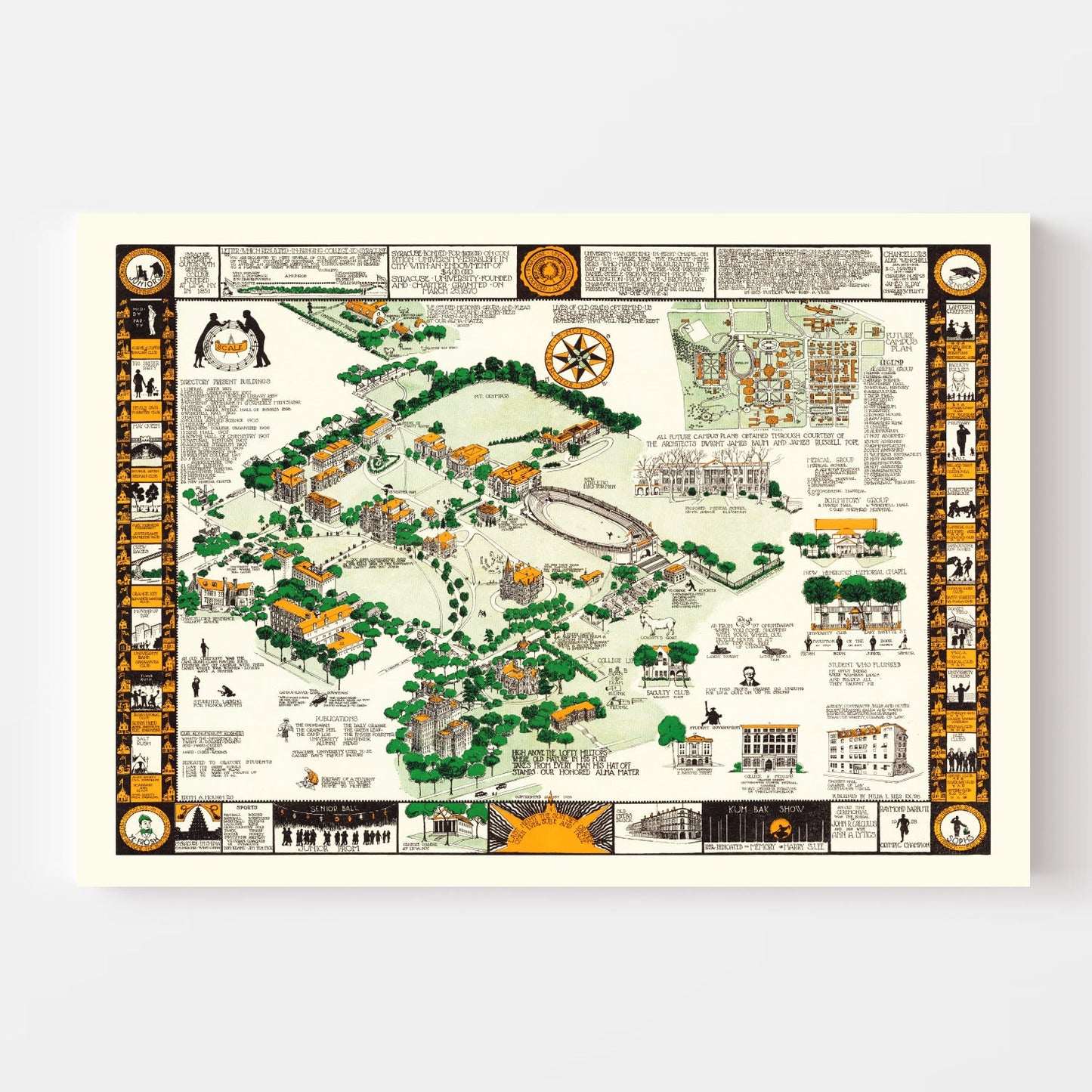 Syracuse University Campus Vintage Map, 1928