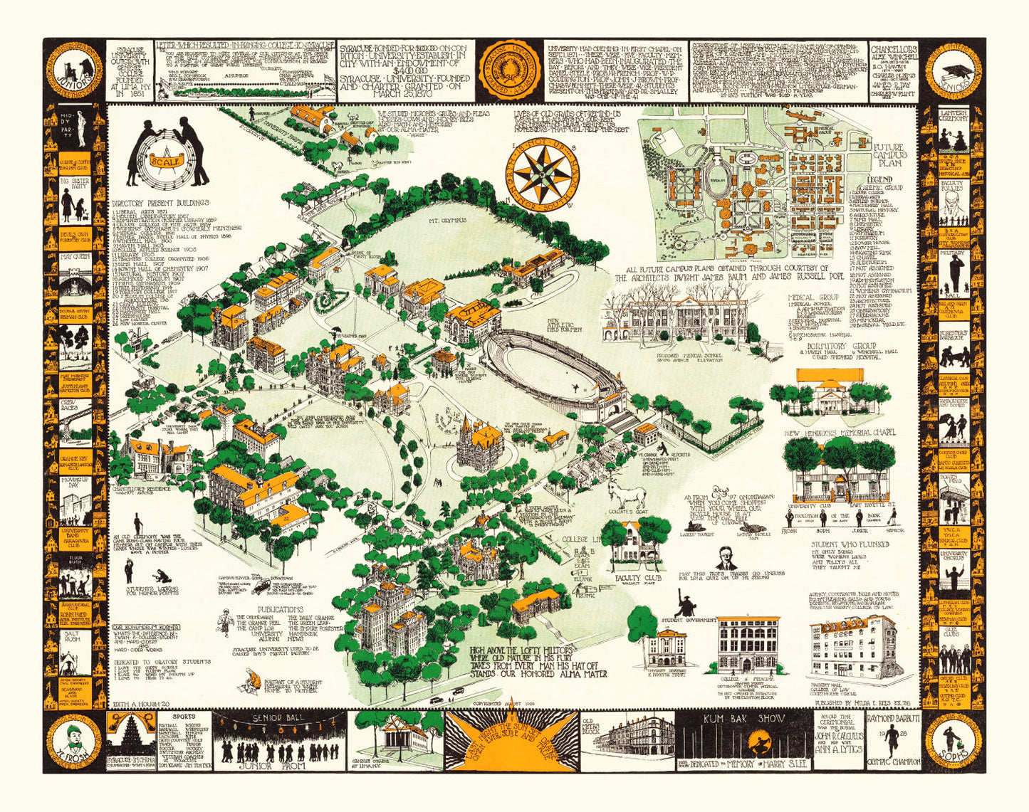 Syracuse University Campus Vintage Map, 1928