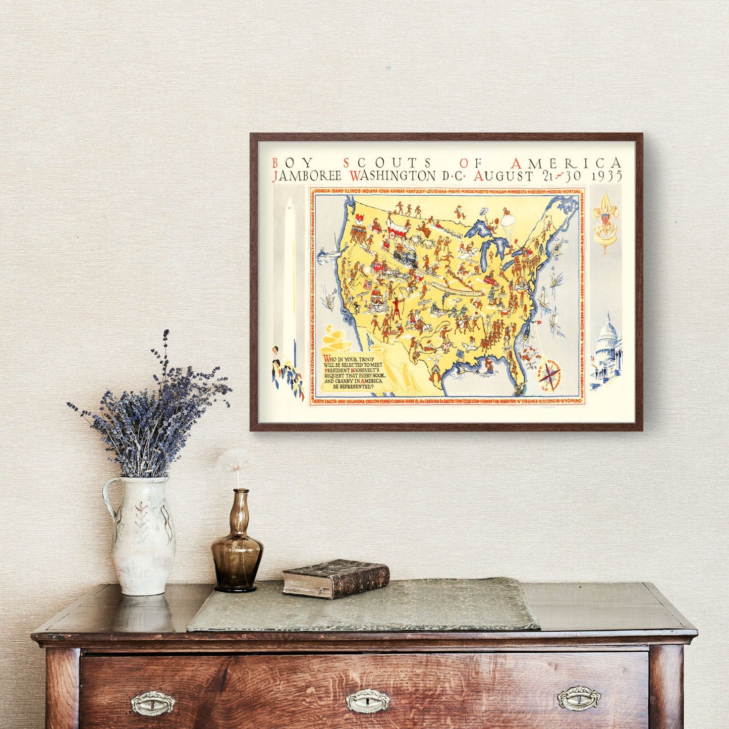 Boy Scouts Jamboree Vintage Map 1935 Wall Art