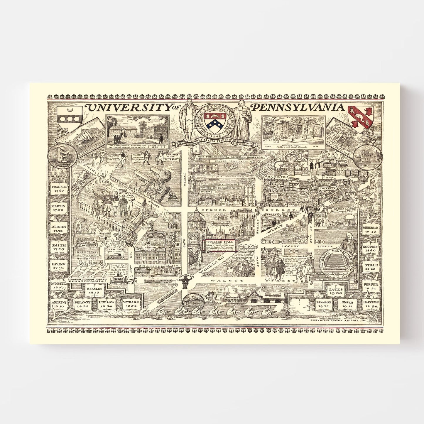 Vintage Map of University of Pennsylvania Area, 1933