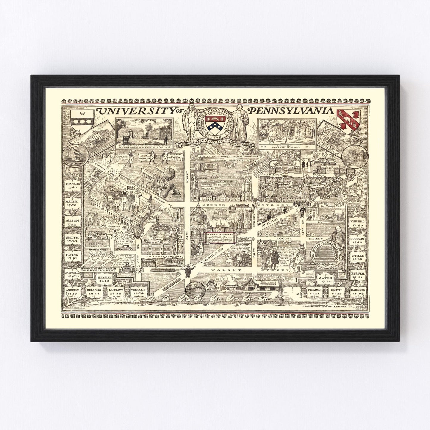 Vintage map of University of Pennsylvania area, 1933