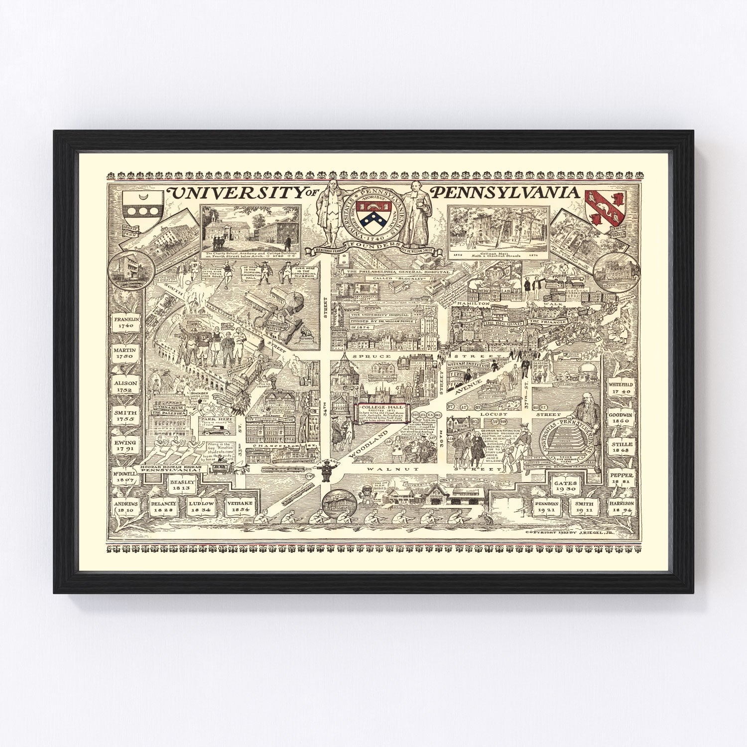Vintage map of University of Pennsylvania area, 1933