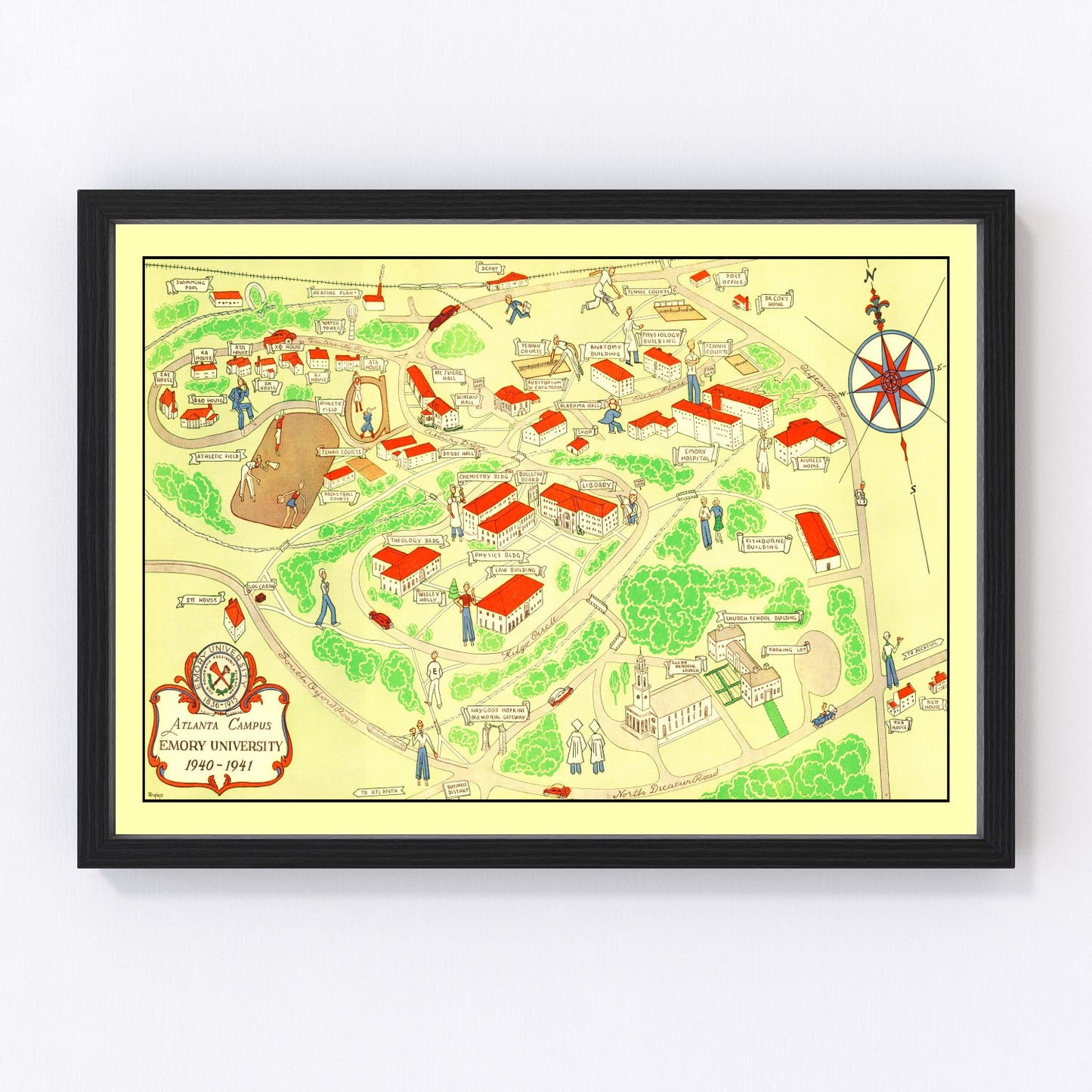 Vintage map of Emory University, Atlanta, 1940