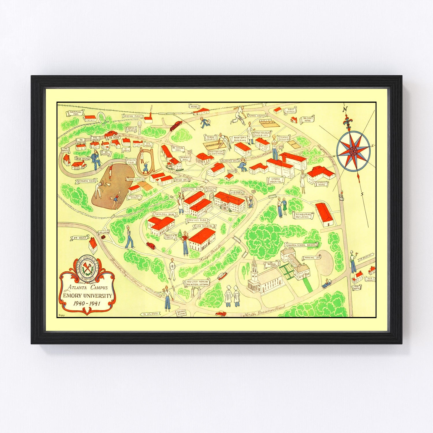 Vintage map of Emory University, Atlanta, 1940