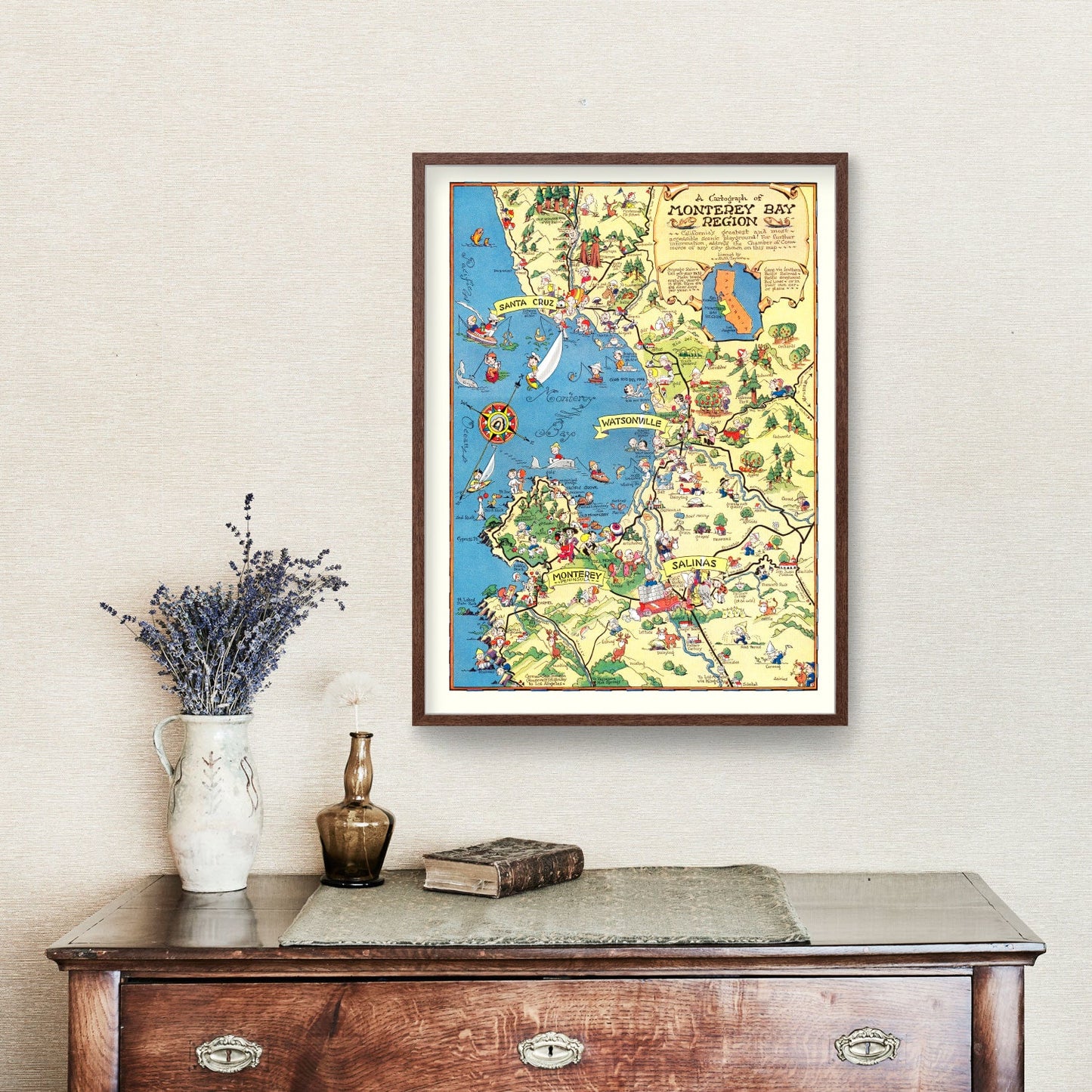 Vintage Map of Monterey County, California, 1932