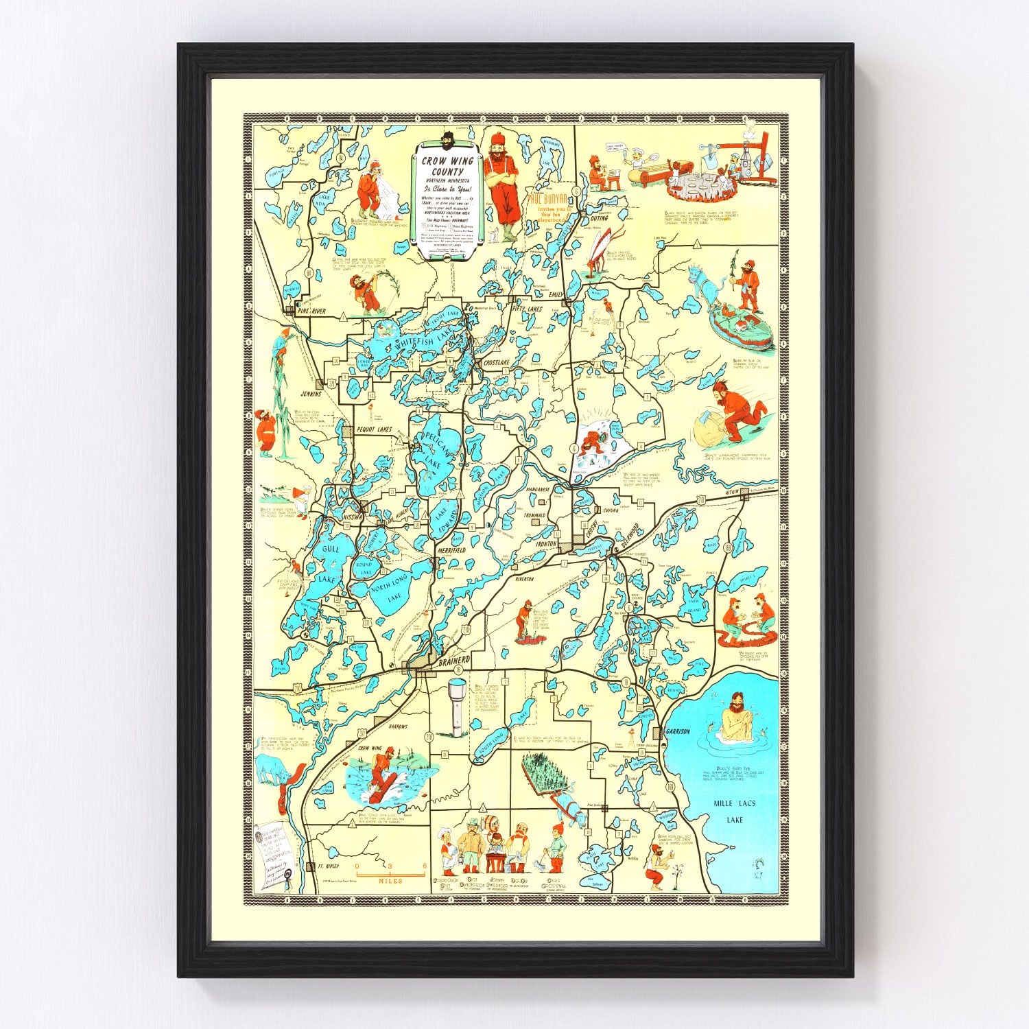 vintage map of Crow Wing County, Minnesota, 1946
