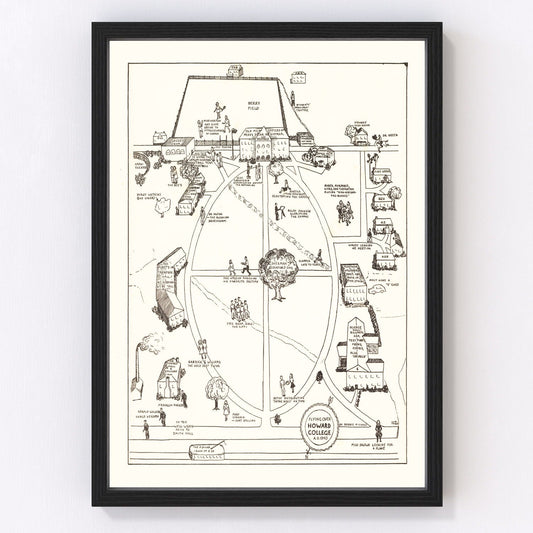 Vintage map of Howard College, Birmingham, Alabama, 1943