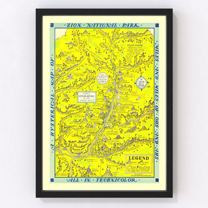 Vintage 1939 Zion National Park map Utah, digitally restored print
