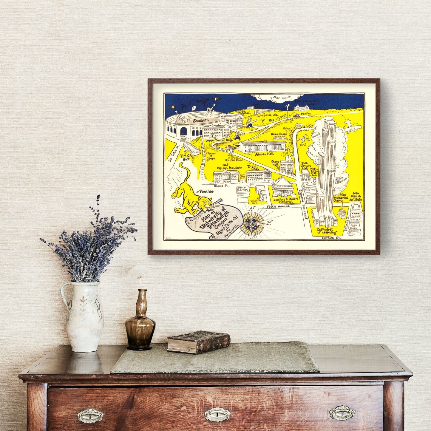 Vintage Map of University of Pittsburgh Area, 1935