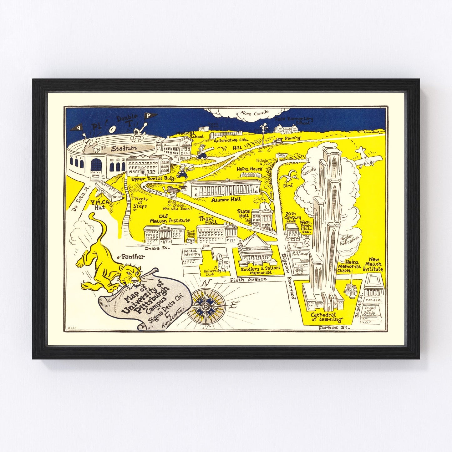 Vintage map of University of Pittsburgh area, 1935