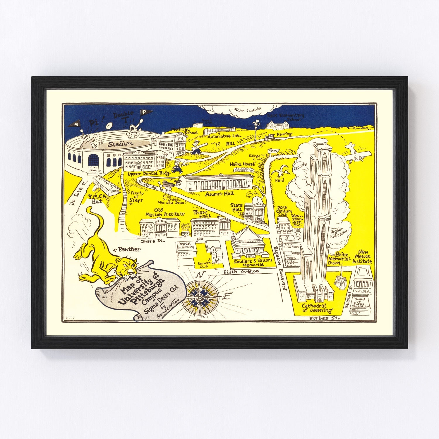 Vintage map of University of Pittsburgh area, 1935