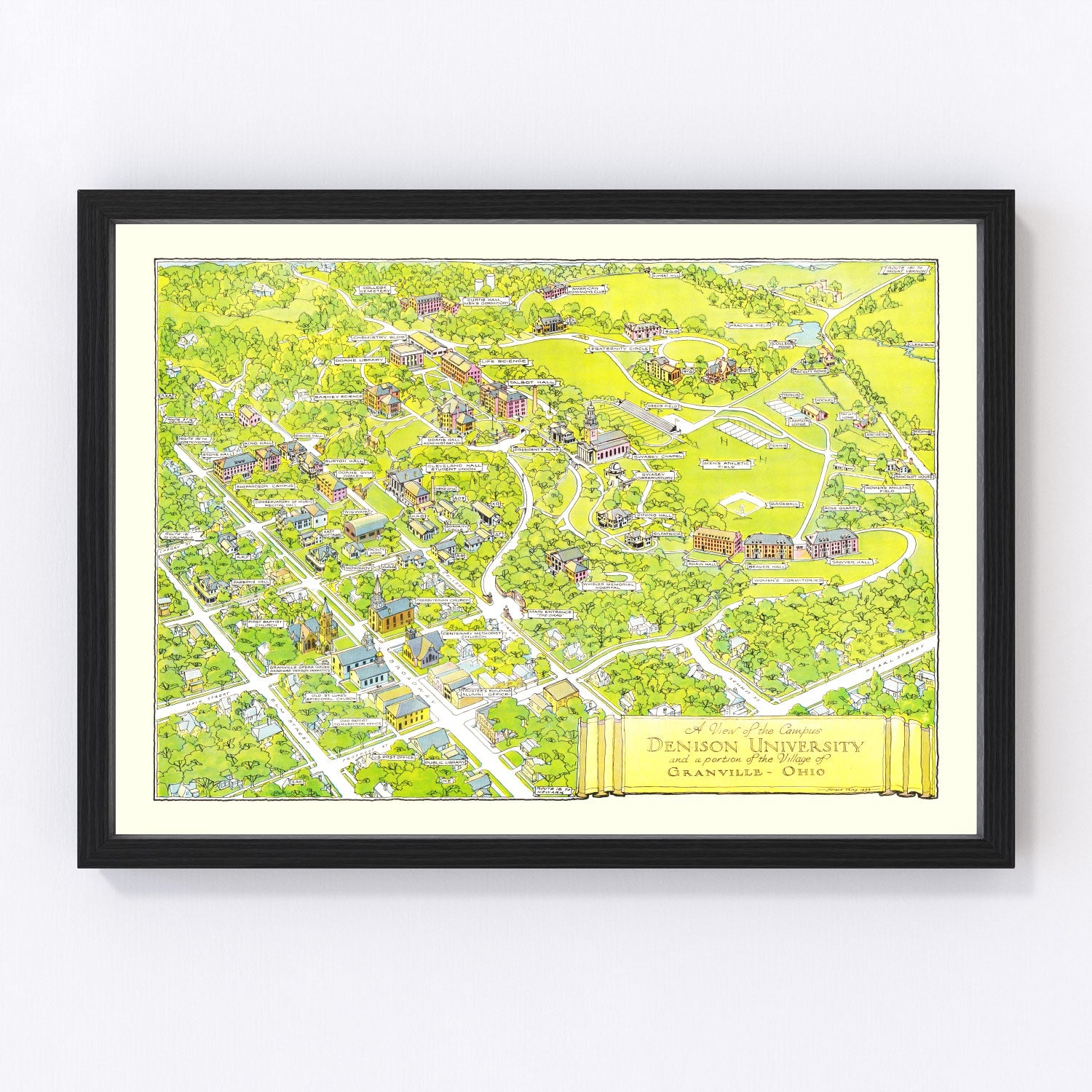 vintage map of Granville, Ohio, 1944