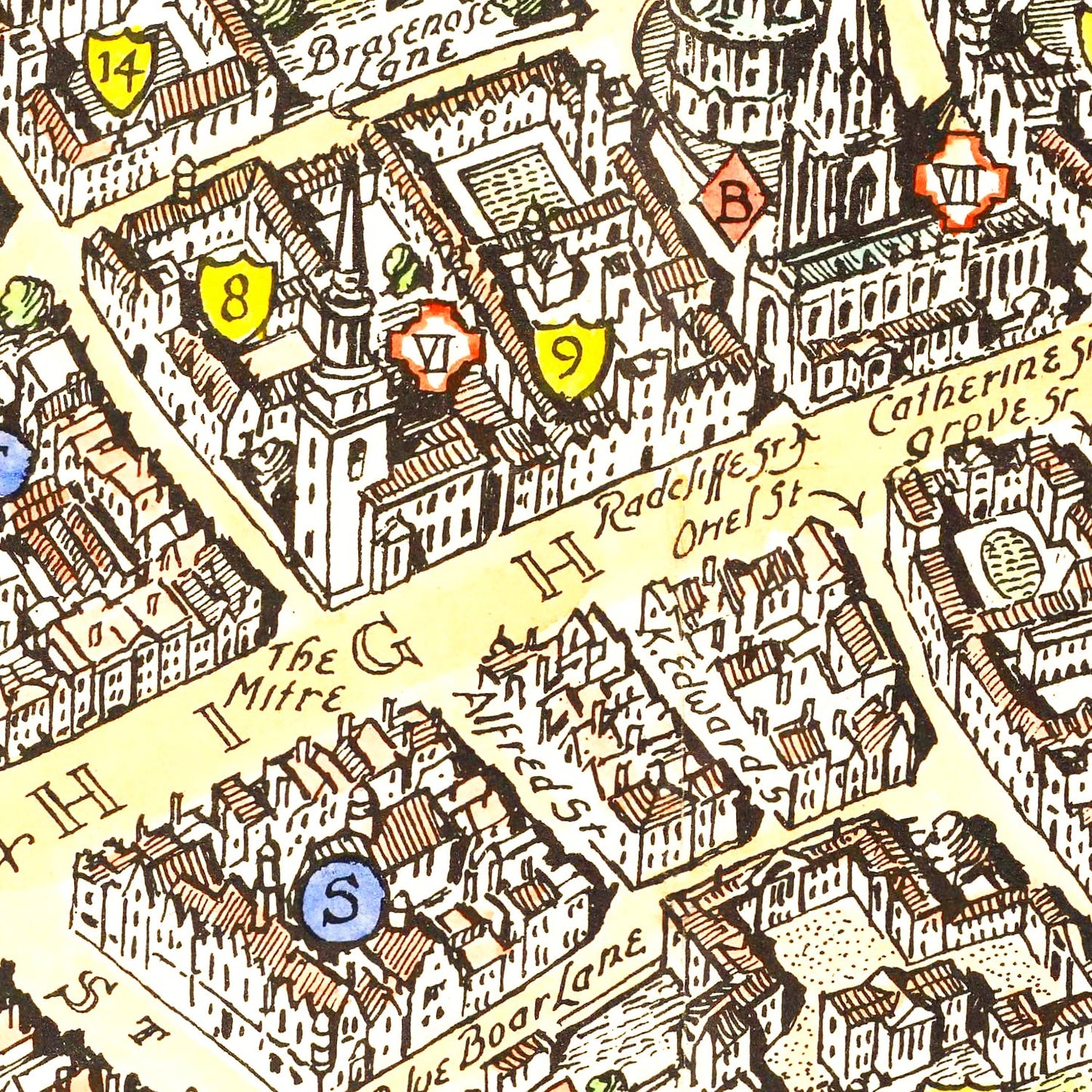 Vintage Map of Oxford, England, 1936