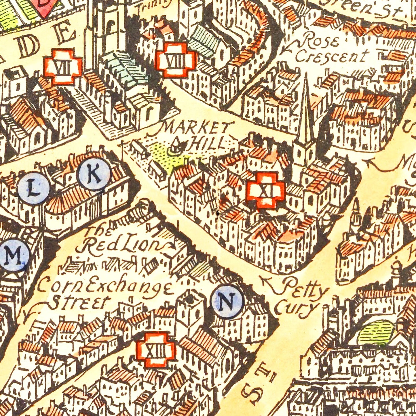 Vintage Map of Cambridge, England, 1929 | Wall Art