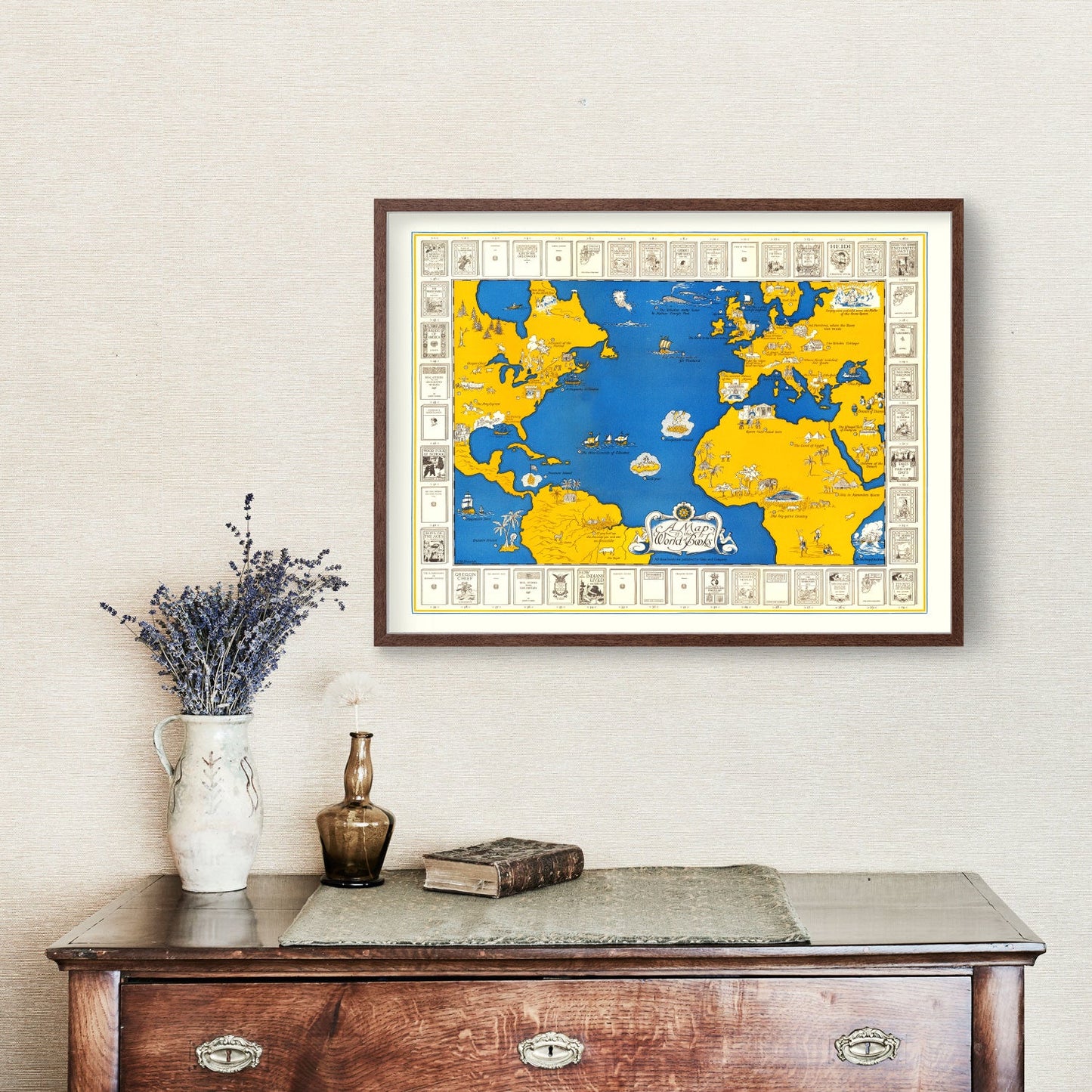The World of Books Vintage Map, 1928
