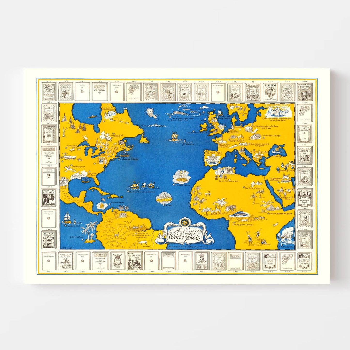 The World of Books Vintage Map, 1928