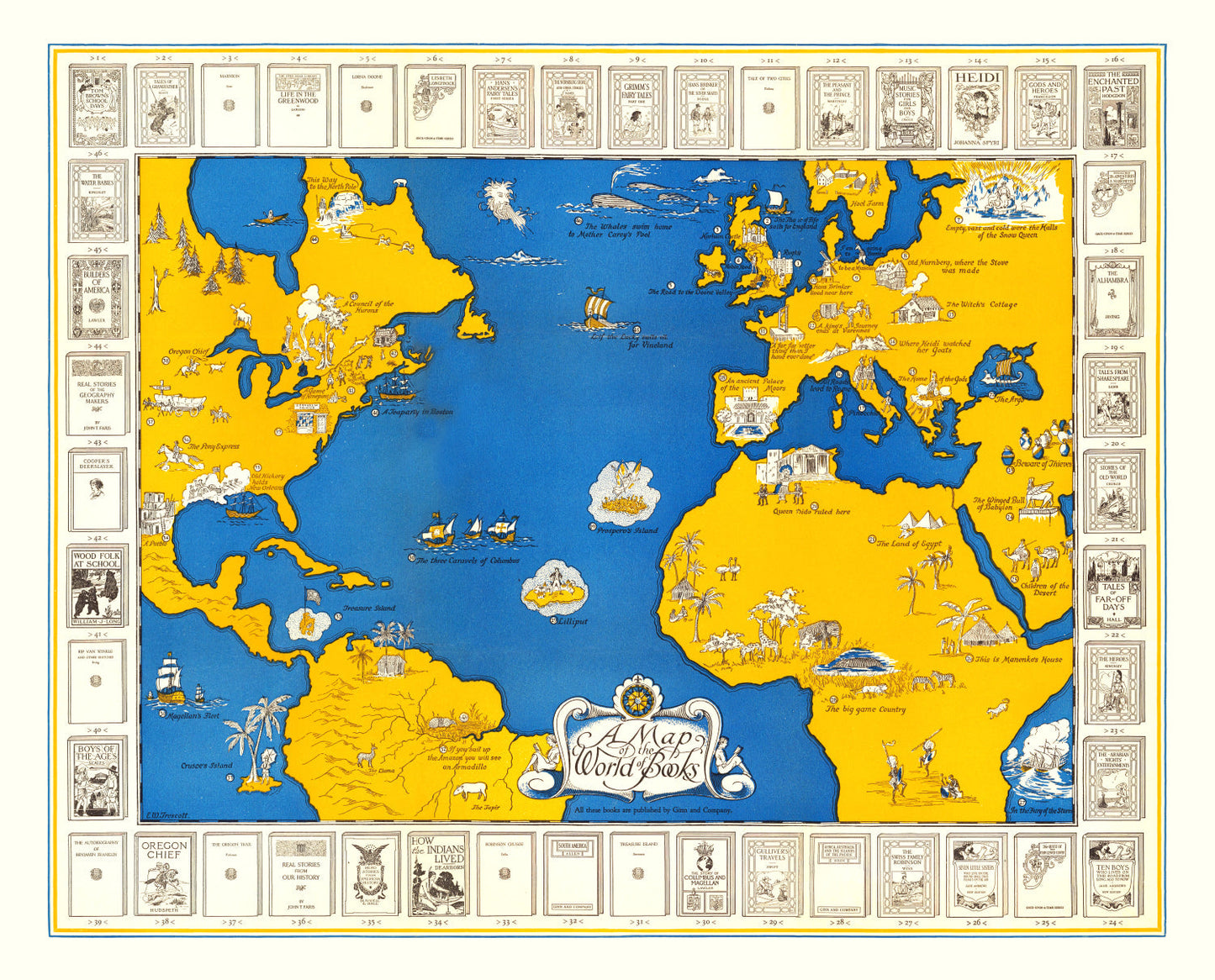 The World of Books Vintage Map, 1928