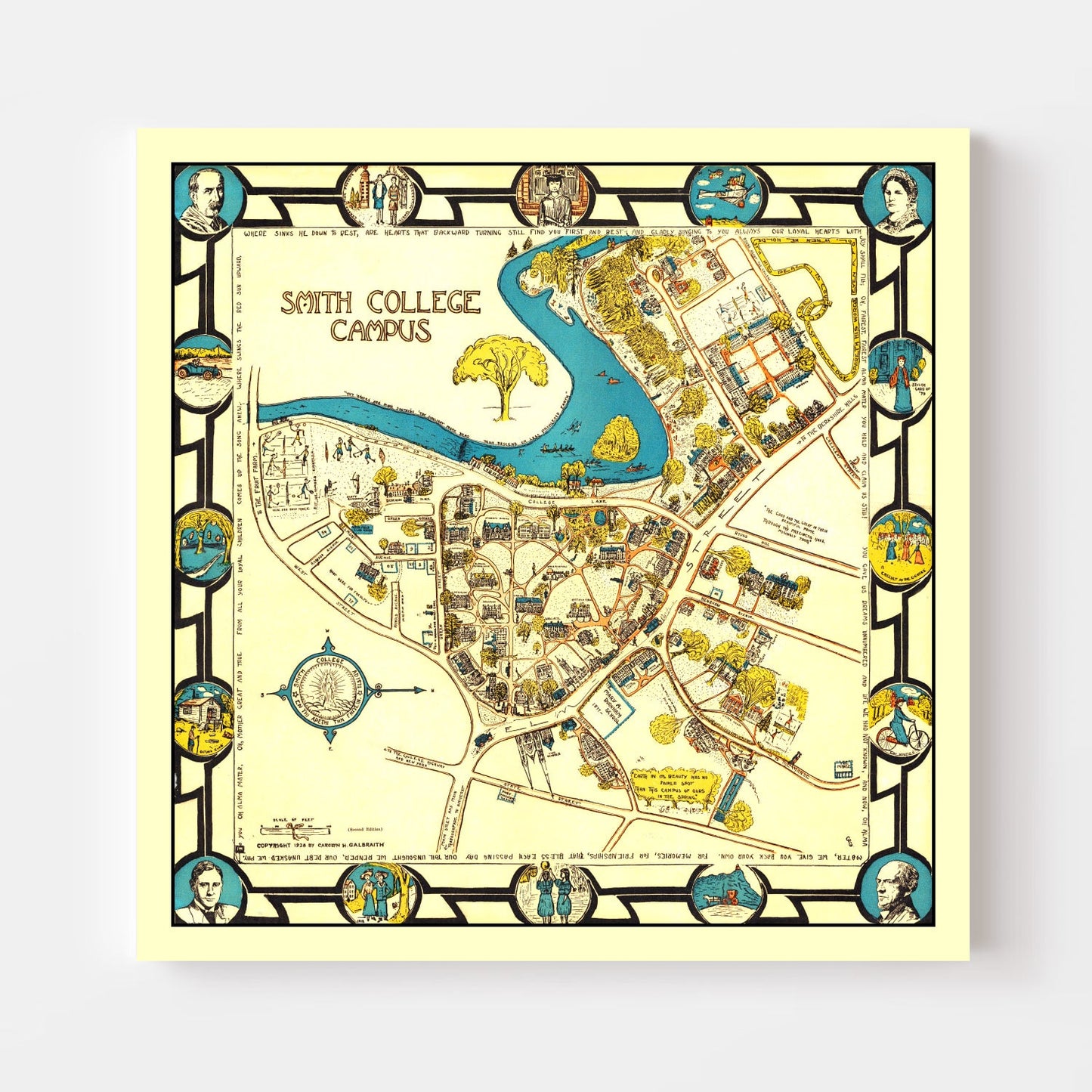 Vintage Map of Northampton, Massachusetts, 1928