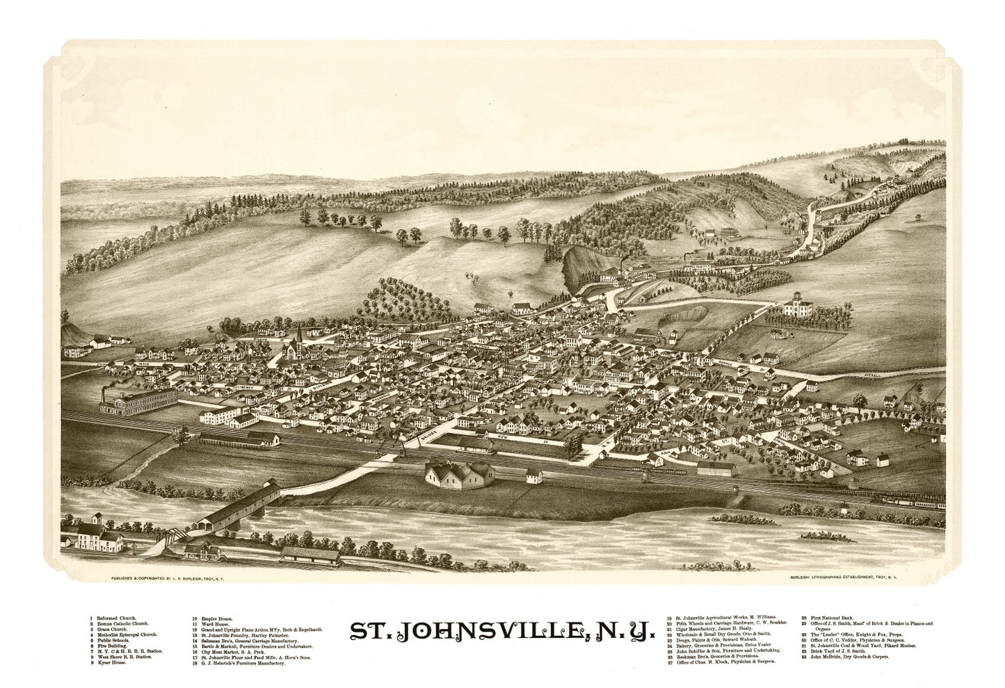 Vintage Map of St. Johnsville, New York, 1890