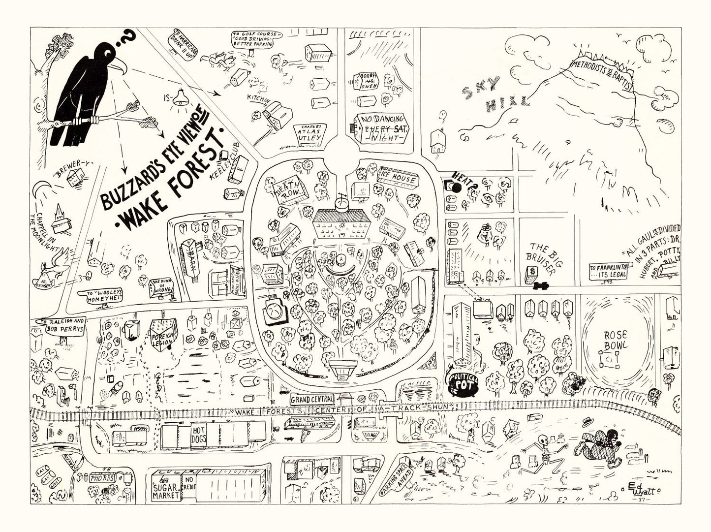 Vintage Map of Winston-Salem, North Carolina, 1937