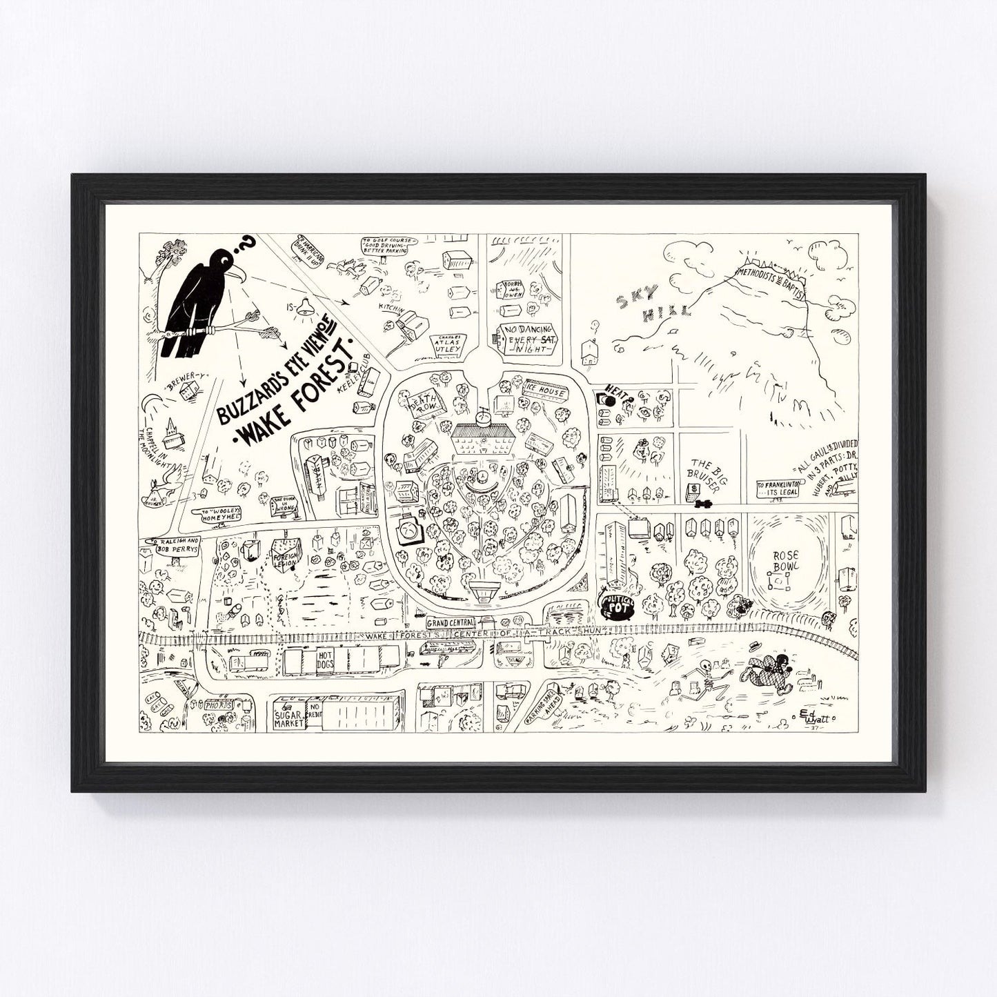 Vintage map of Winston-Salem, North Carolina, 1937, digitally restored