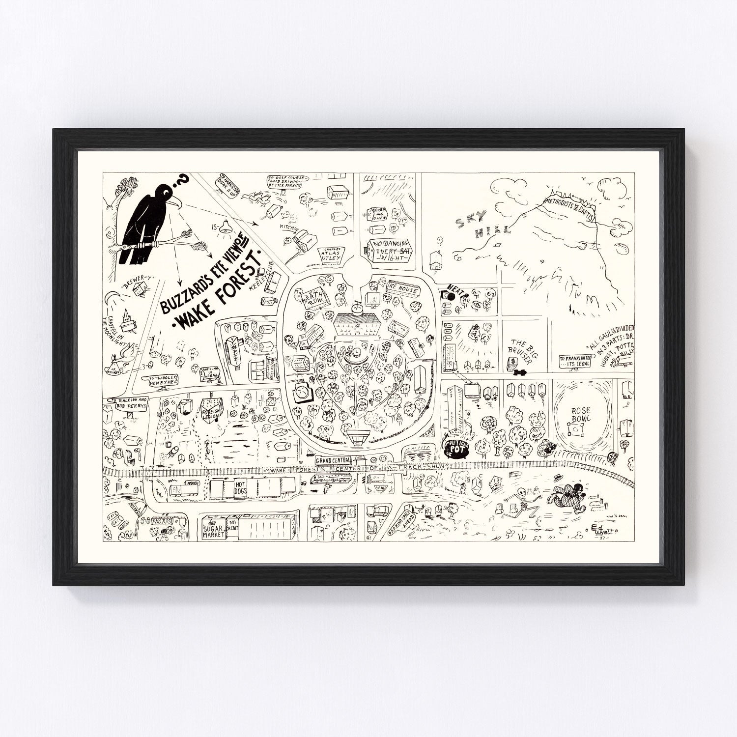 Vintage map of Winston-Salem, North Carolina, 1937, digitally restored