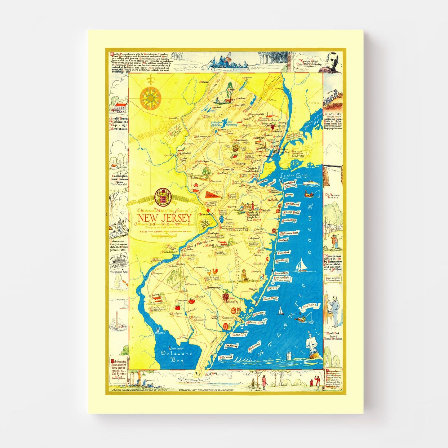 Vintage Map of New Jersey, 1939