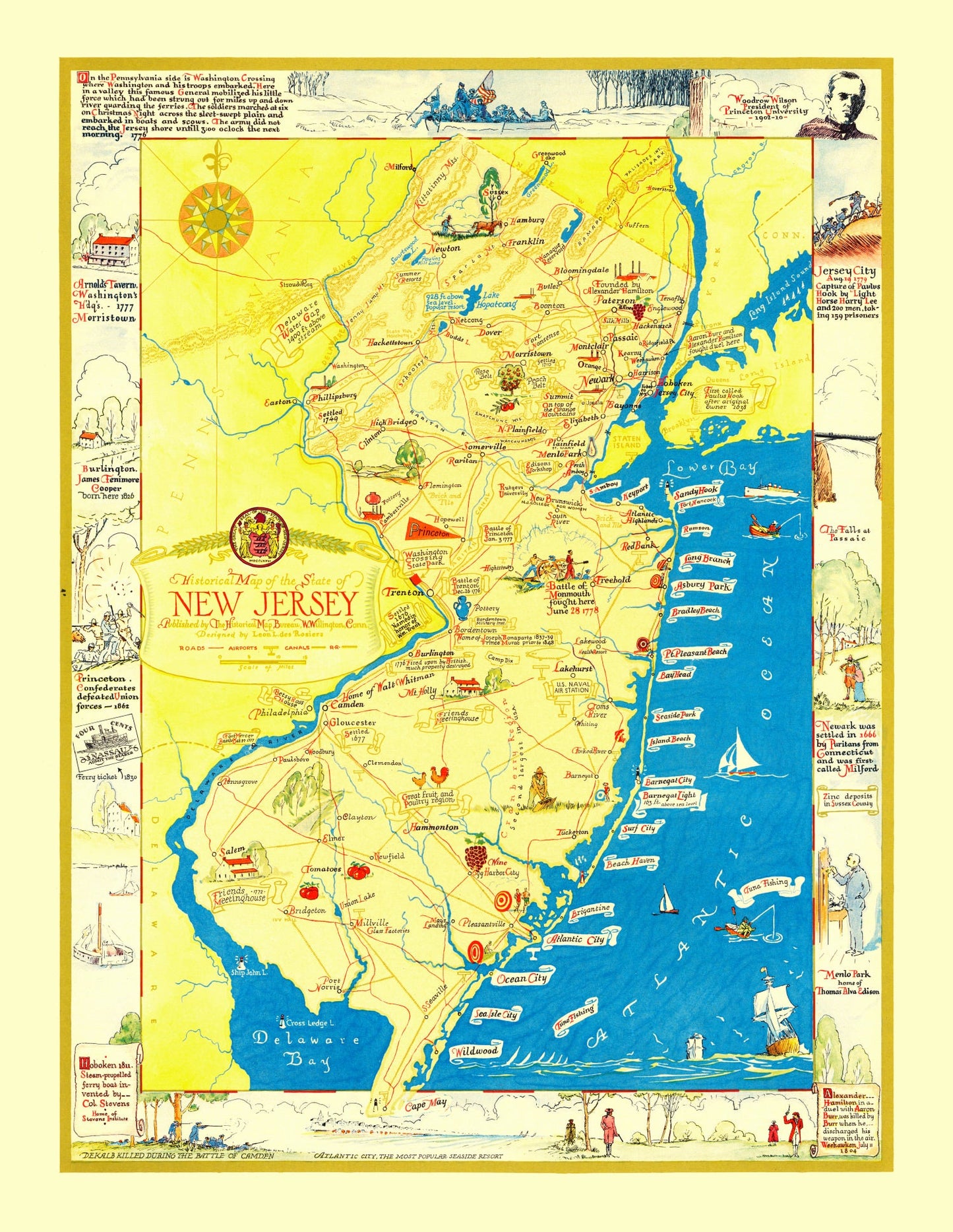 Vintage Map of New Jersey, 1939