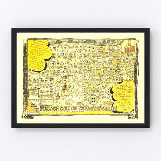Vintage map of Wabash College area, Crawfordsville, Indiana, 1928
