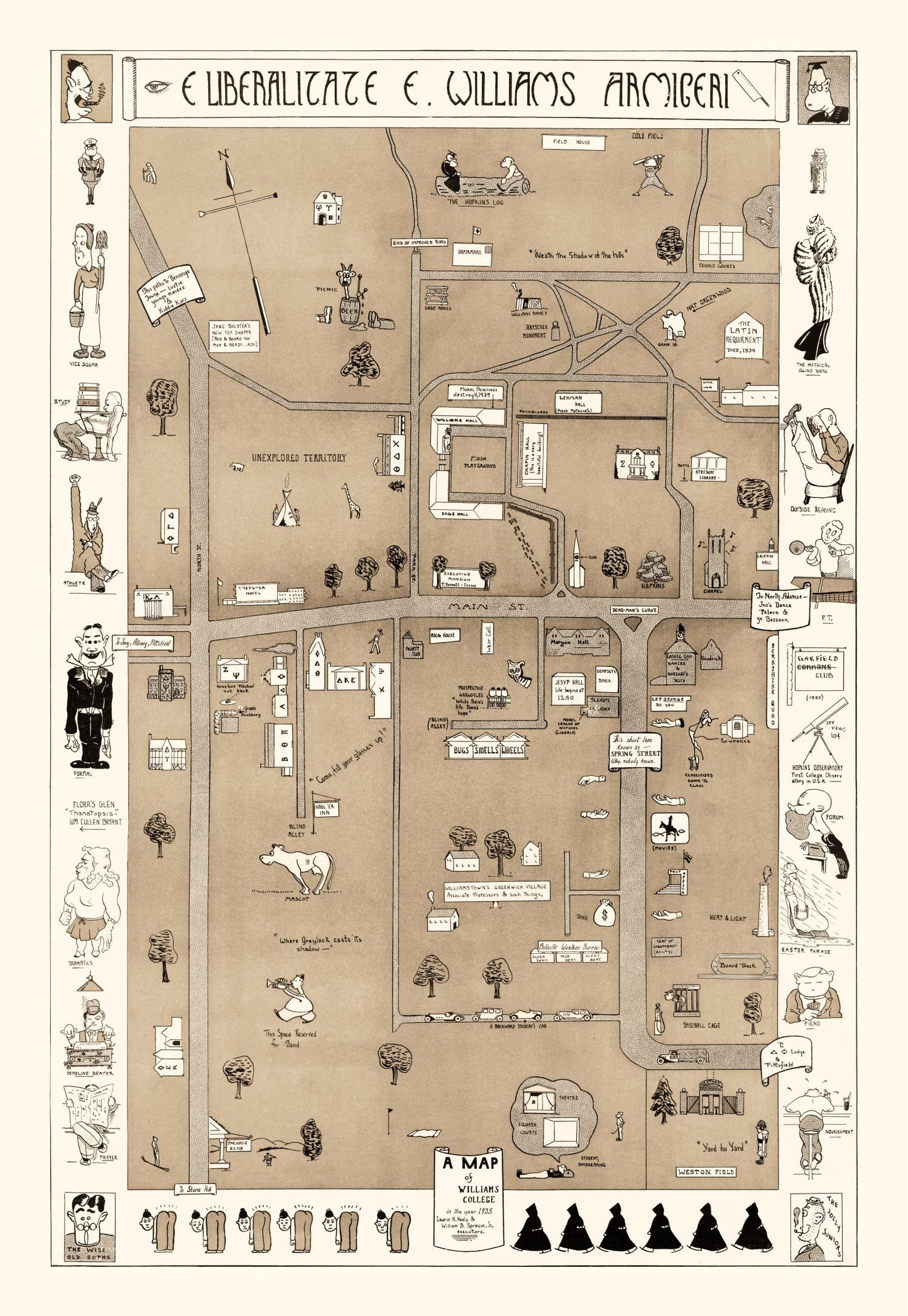 Vintage Map of Williamstown, Massachusetts, 1935