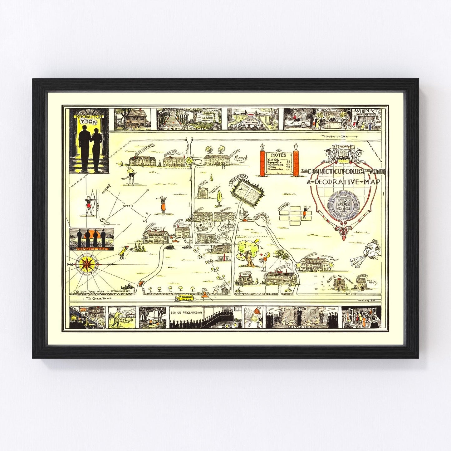 Vintage map of New London, Connecticut, 1934