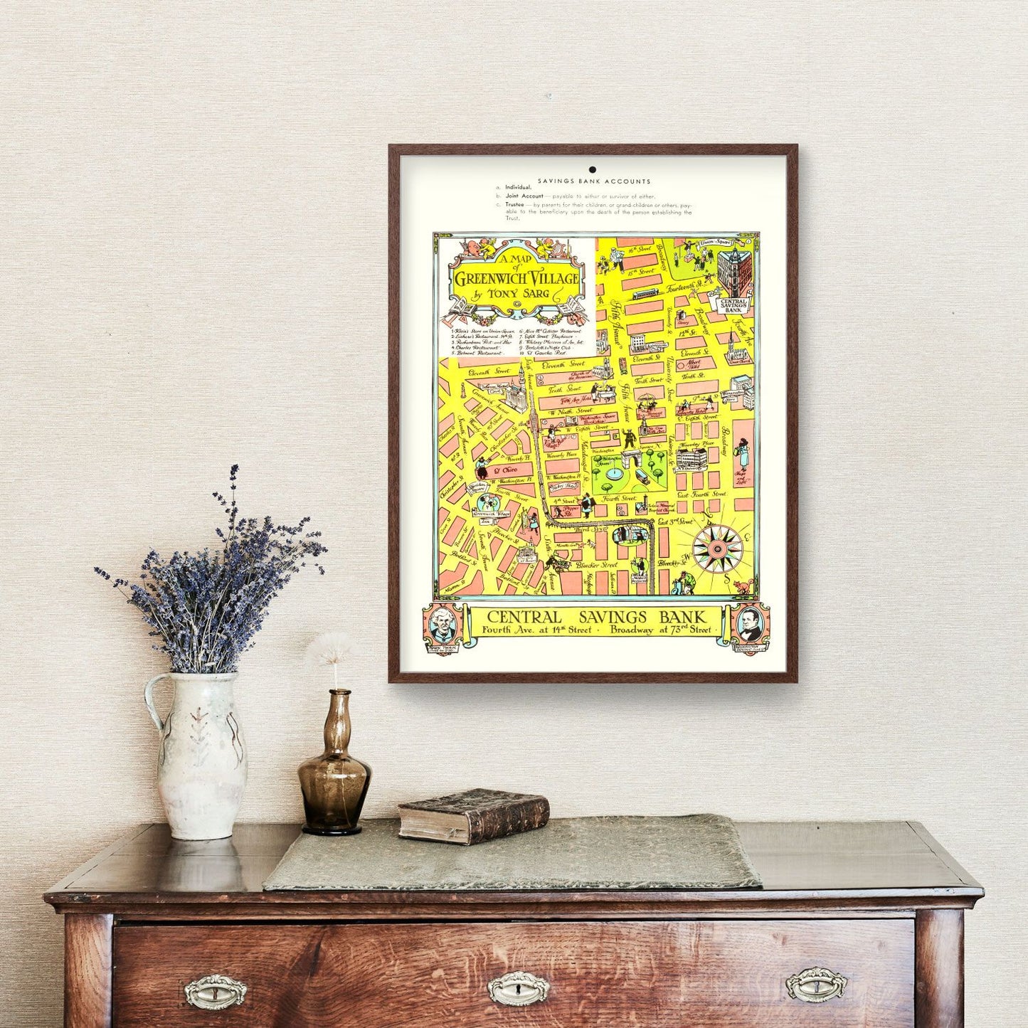 Vintage Map of Greenwich Village, New York, 1934