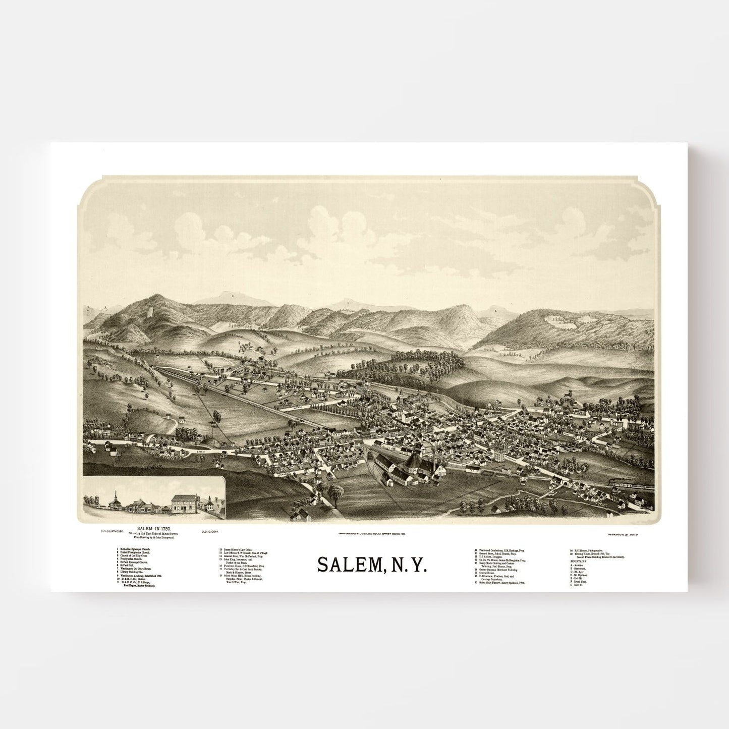 Vintage Map of Salem, New York, 1889