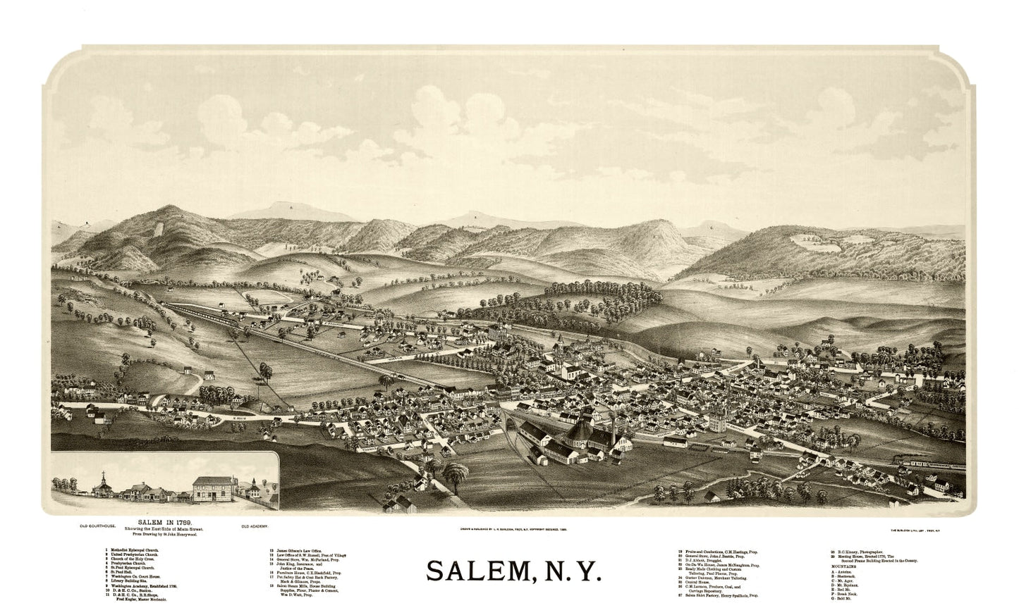 Vintage Map of Salem, New York, 1889