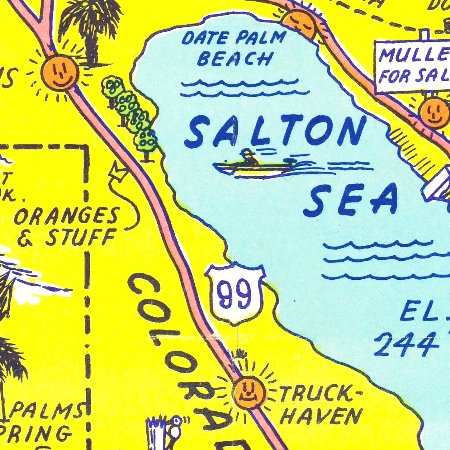 Vintage Map of Palm Springs, California, 1948