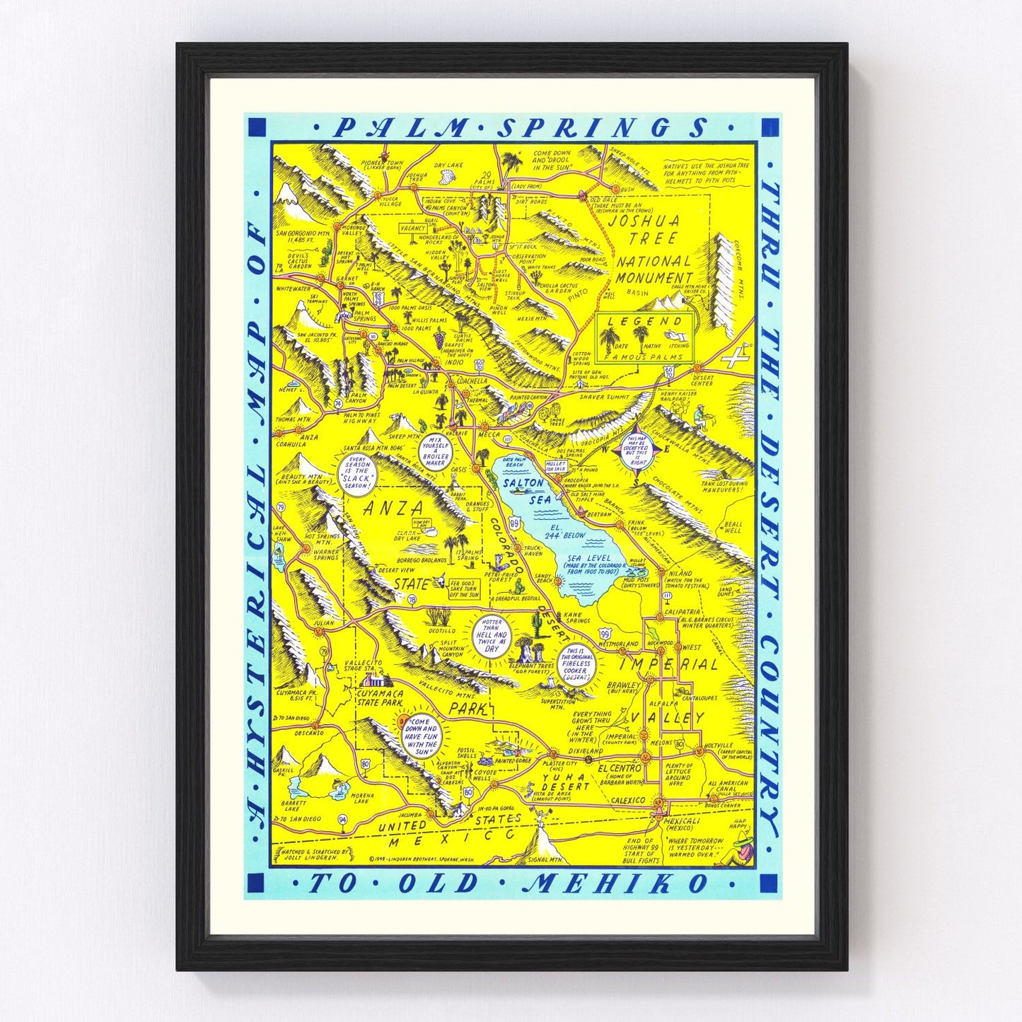 Vintage map of Palm Springs, California, 1948