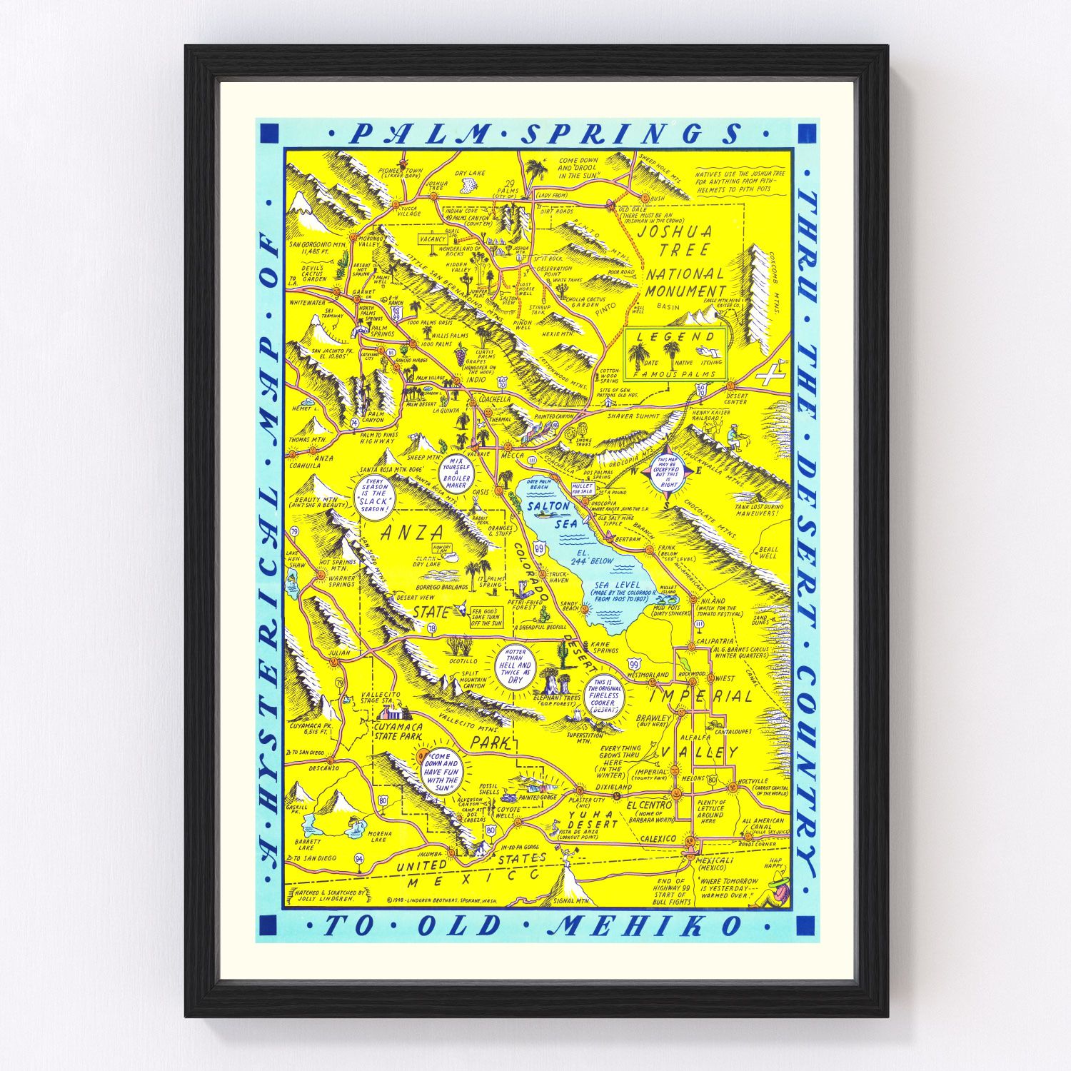 Vintage map of Palm Springs, California, 1948