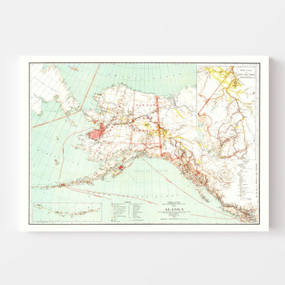 Vintage Map of Alaska, 1898