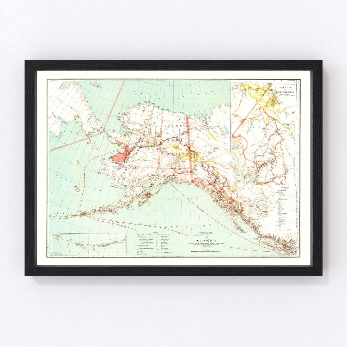 Vintage map of Alaska, 1898 - Gold Rush era restored print