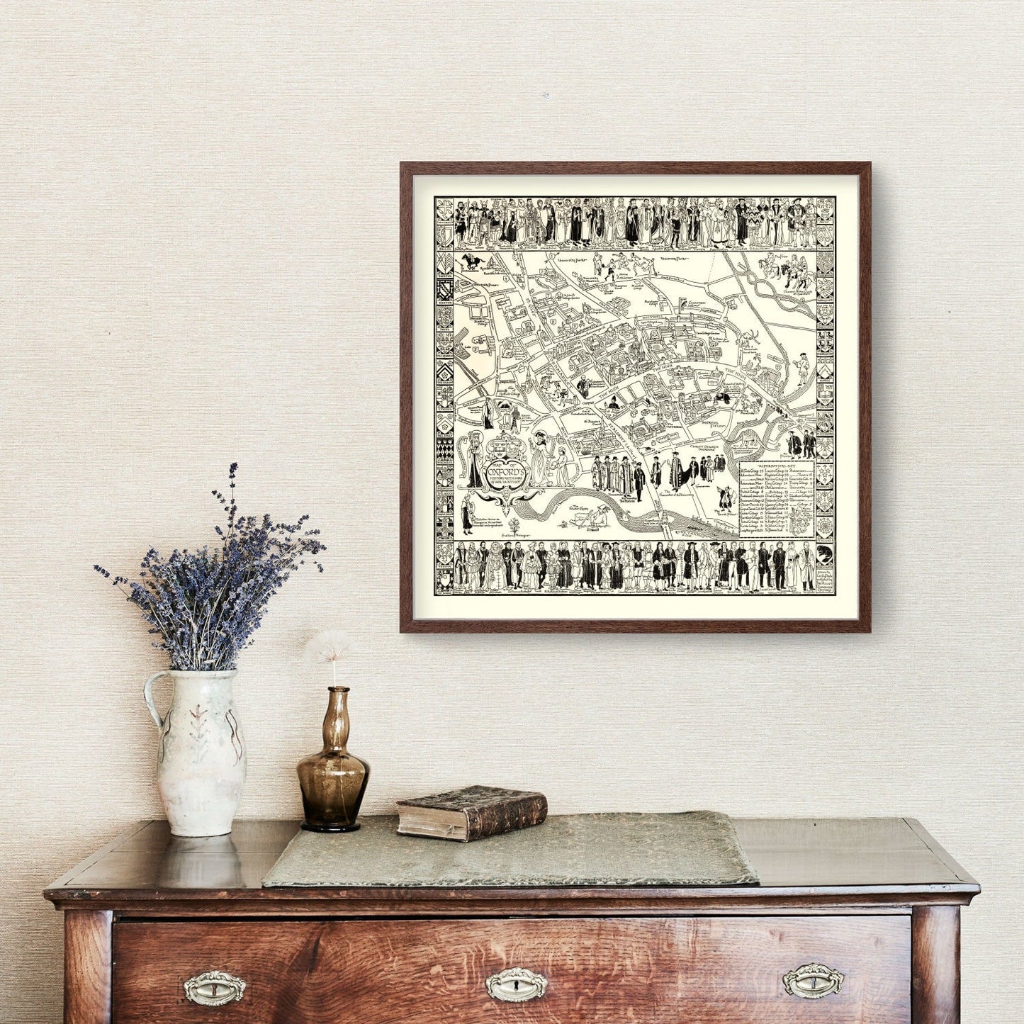 Vintage Map of Oxford, England, 1950