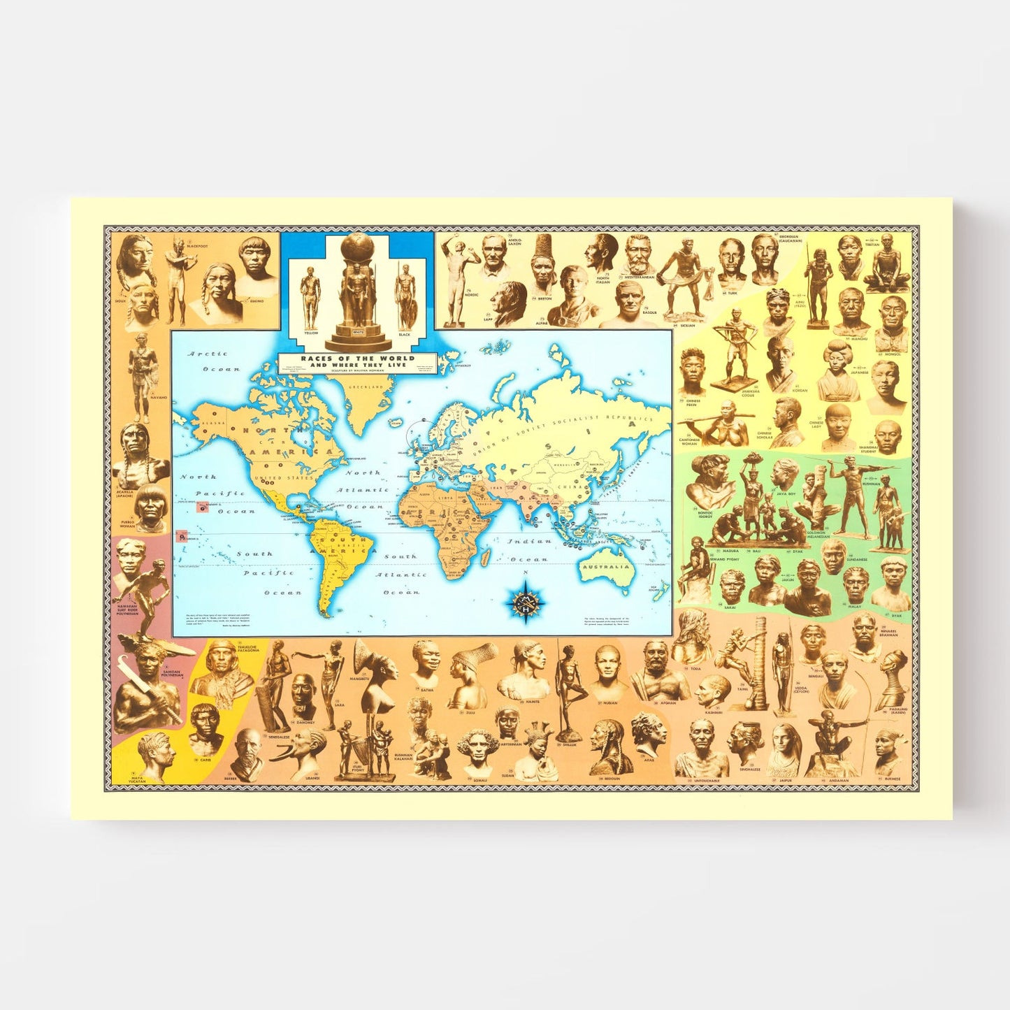 World Map of Races and Where They Live, 1944