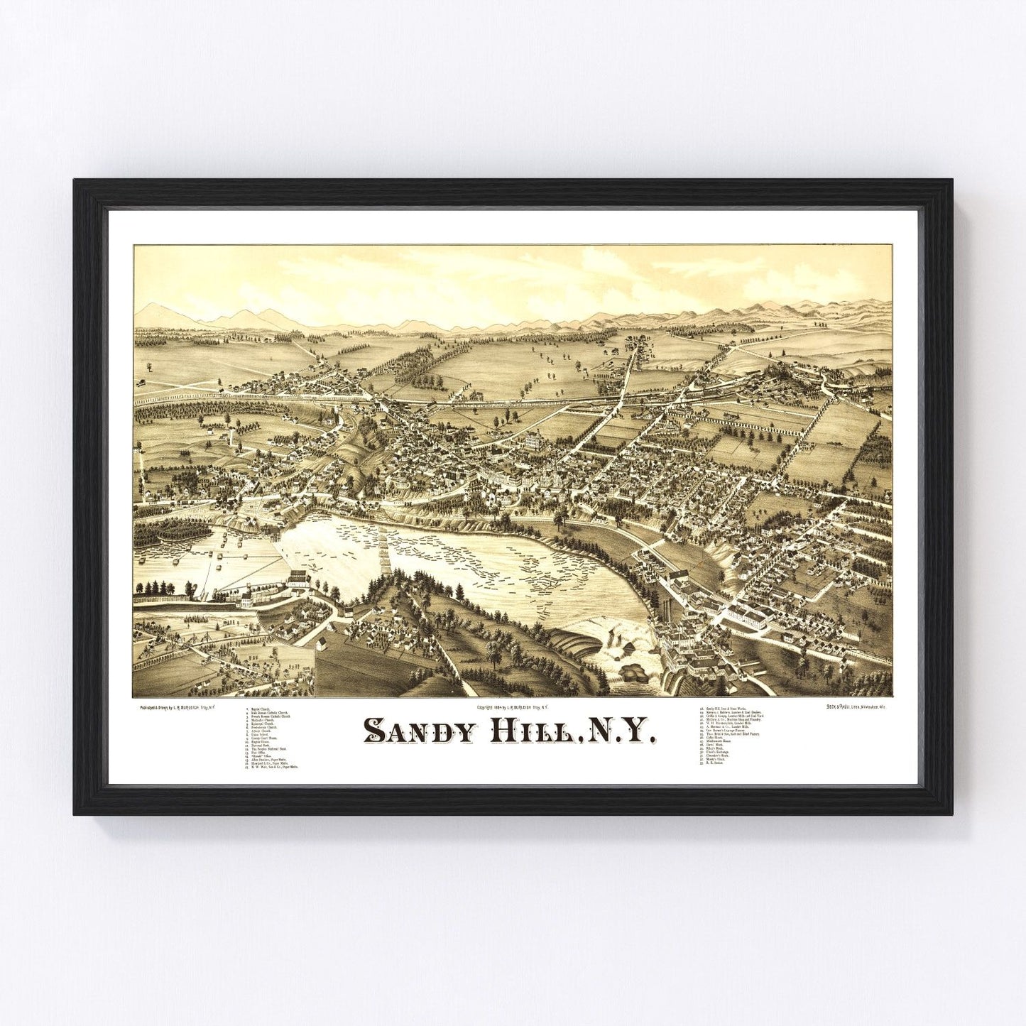 Vintage map of Sandy Hill, New York, 1884