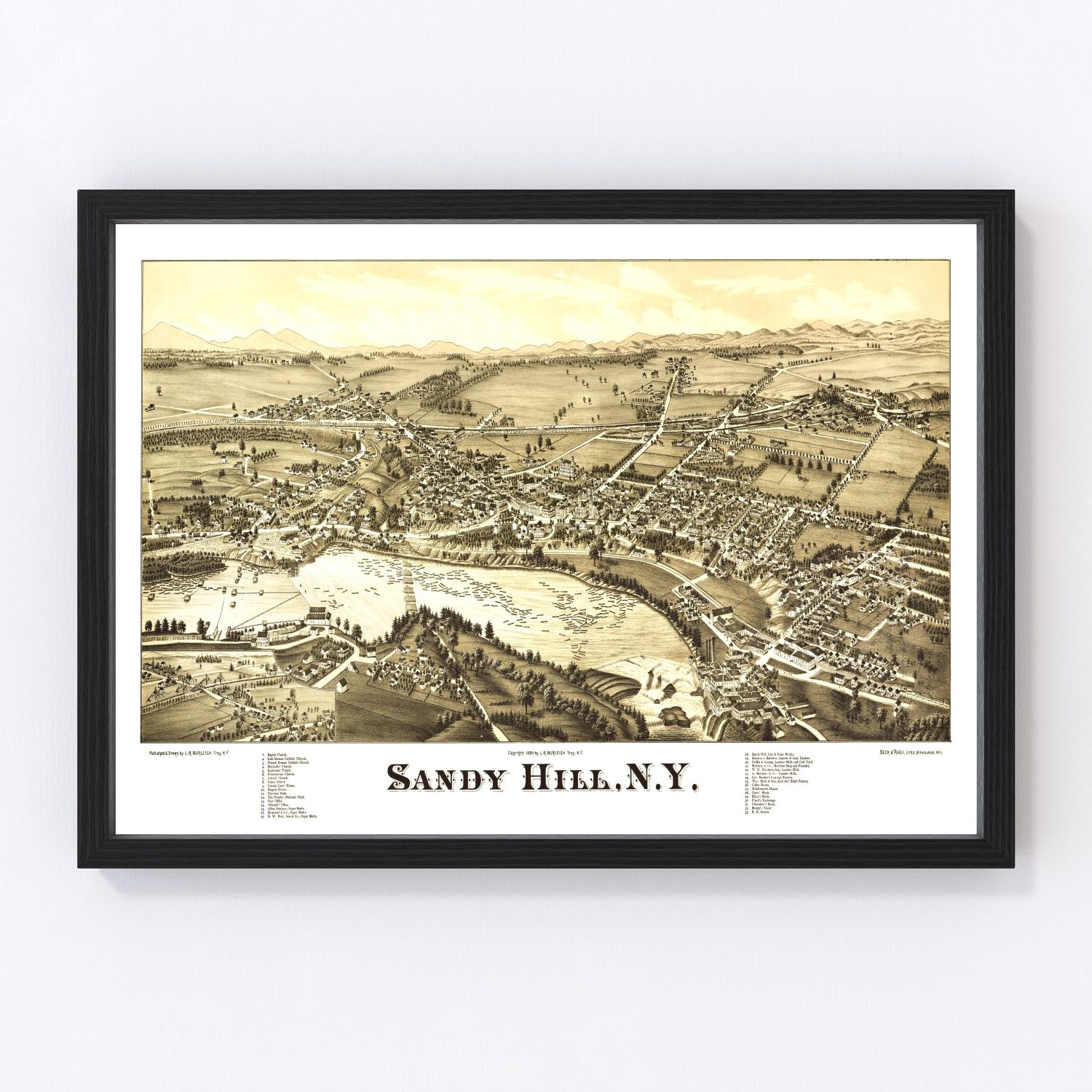 Vintage map of Sandy Hill, New York, 1884