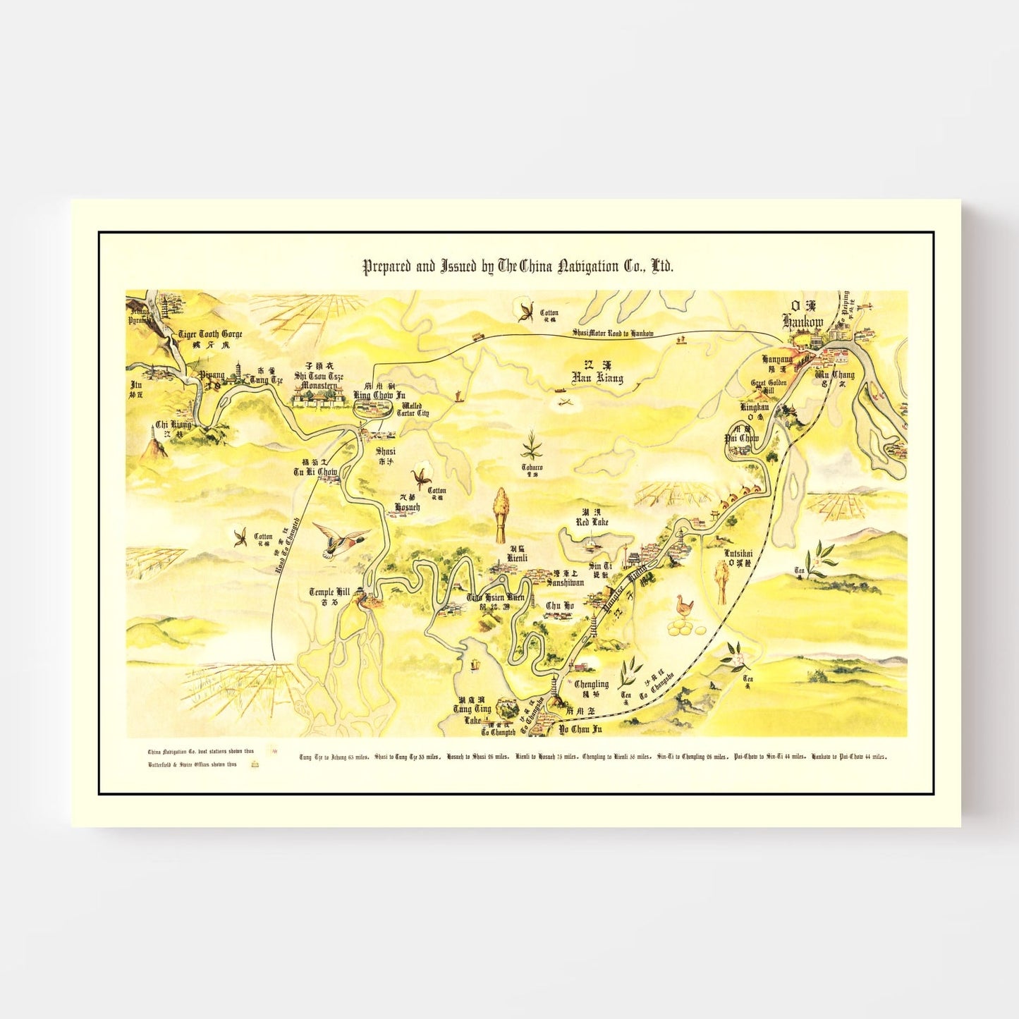 Vintage Map of the Yangtze River Valley, 1930