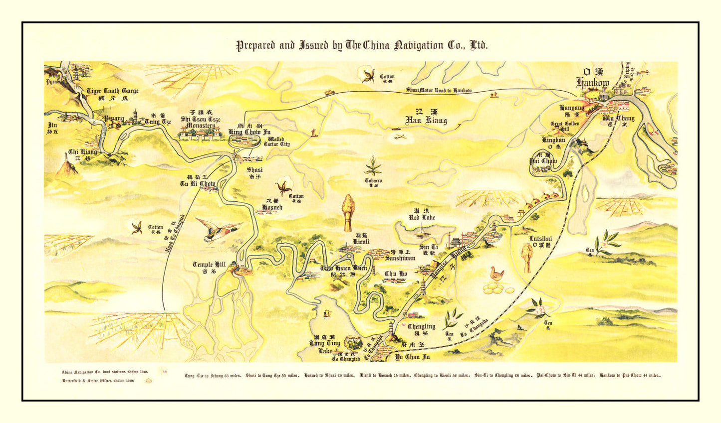Vintage Map of the Yangtze River Valley, 1930