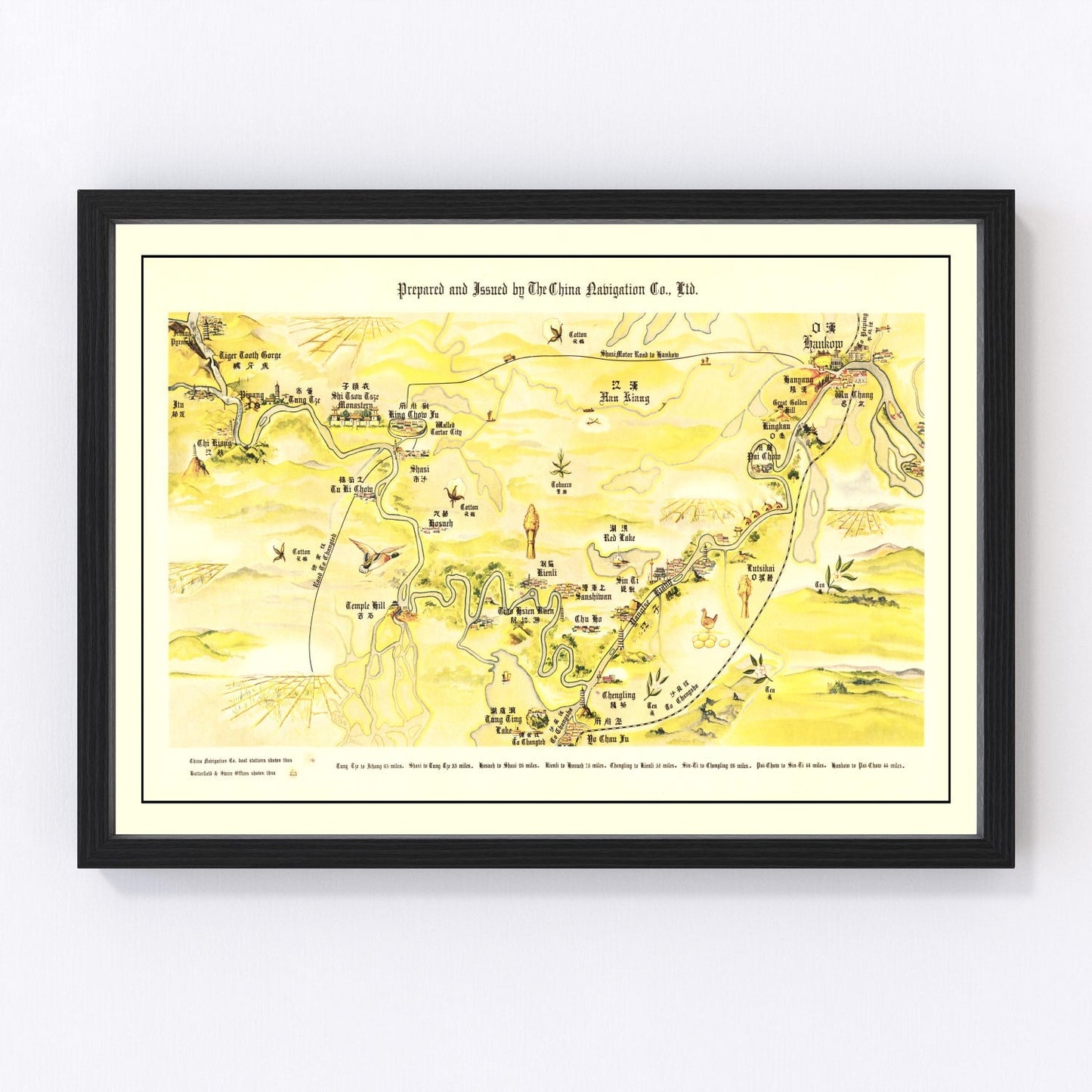 Vintage map of the Yangtze River Valley, China, 1930, digitally restored