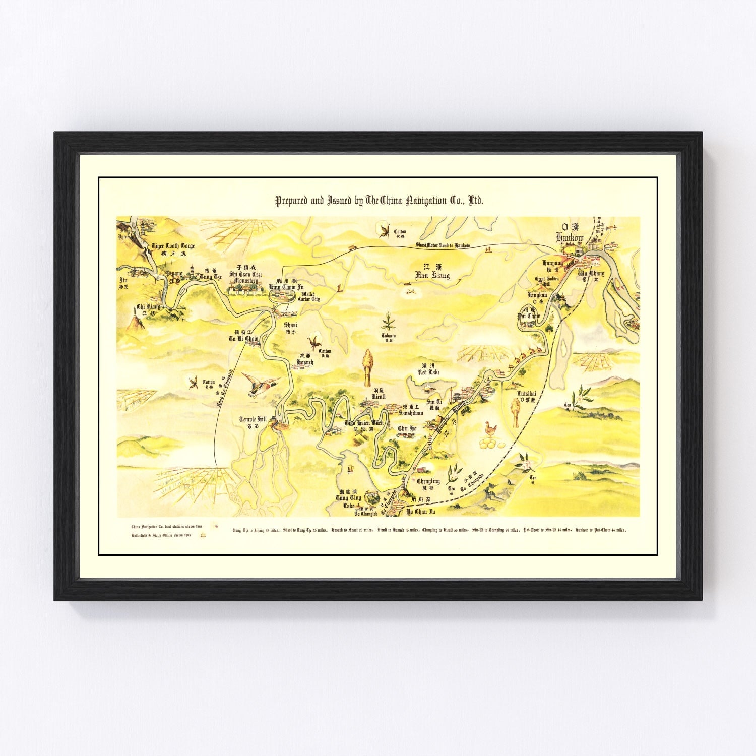 Vintage map of the Yangtze River Valley, China, 1930, digitally restored